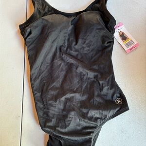 Black Ribbed One-Piece Swimsuit Hurley Brand size small NWT